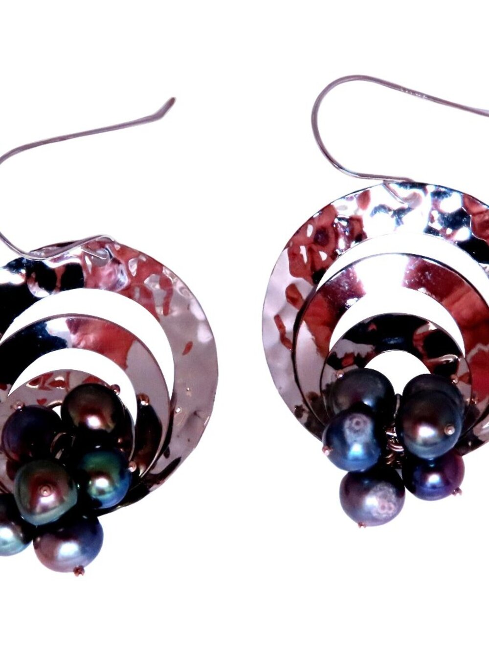 Freshwater Pearl Cosmic Mod Kinetic Orbital Dangle Earrings 14kt Gold*